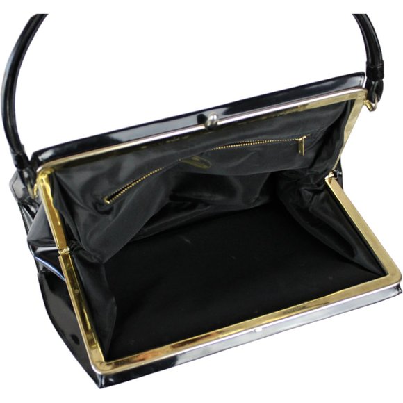 Vintage Theodor California Top Handle Bag Metal Frame Purse Faux Leather PU74 - Picture 7 of 8